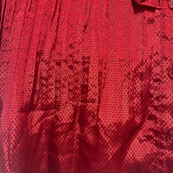 NY Collection Vibrant Red Ruffle Blouse - Picture 3 of 7